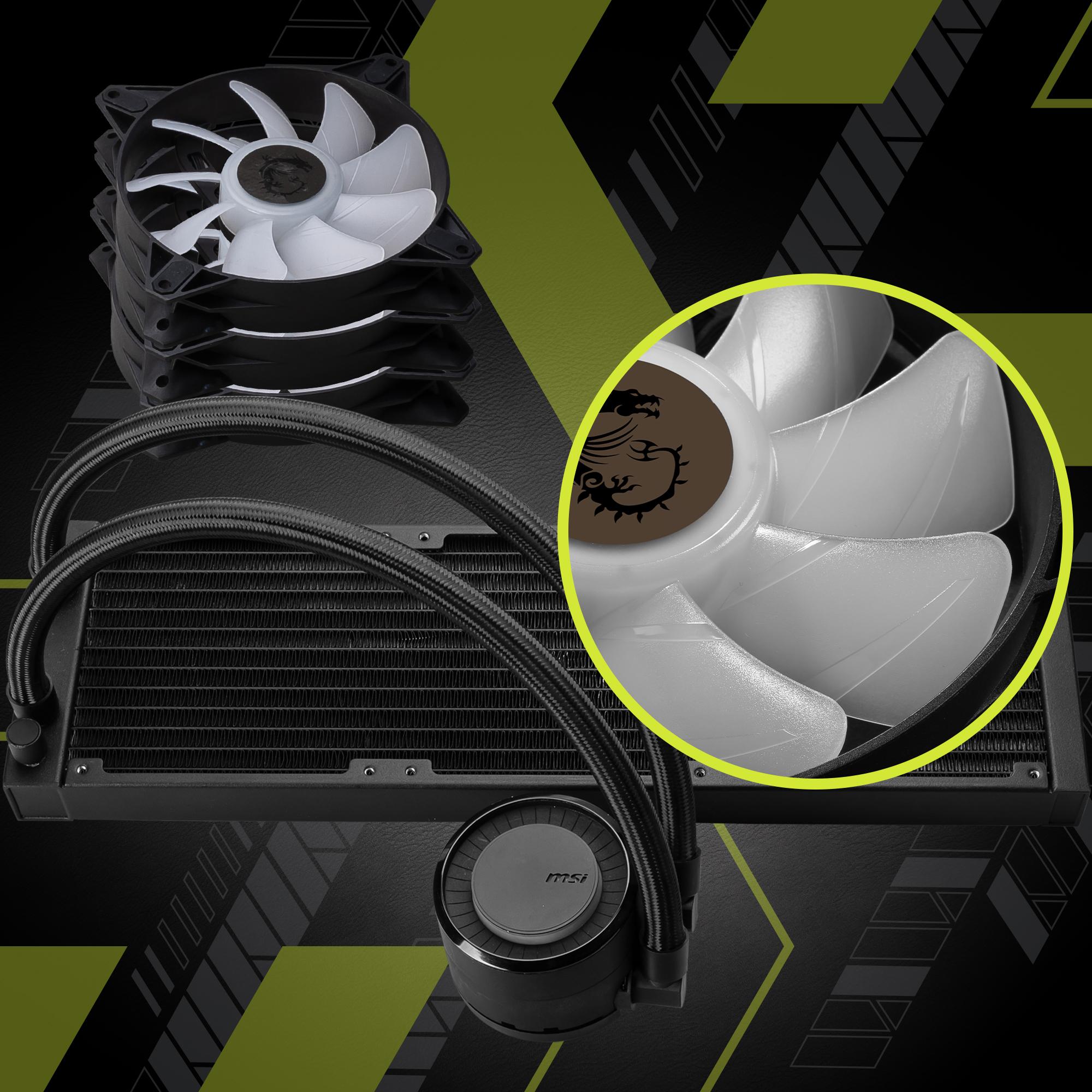 Msi Mag Coreliquid E Black Aio Argb Cpu Liquid Cooler Rotating